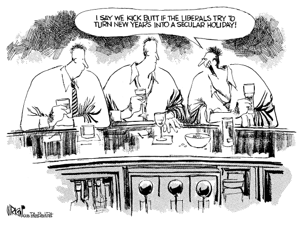 Political cartoon on Season's Greetings by Don Wright, Palm Beach Post