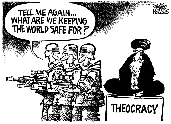 Political cartoon on The War in Iraq by Mike Peters, Dayton Daily News