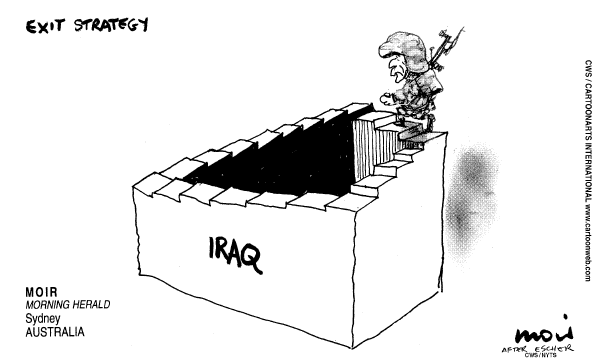 Political cartoon on The War in Iraq by Alan Moir, Sydney Morning Herald, Australia