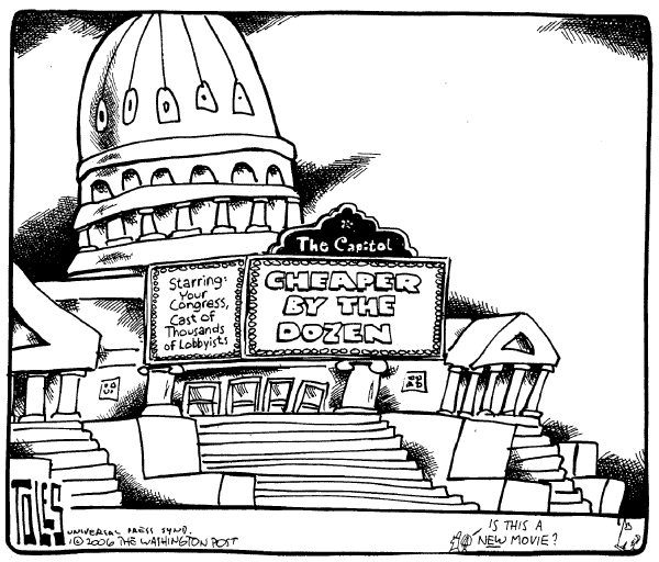 Political cartoon on Conressmen Cleaning Up by Tom Toles, Washington Post