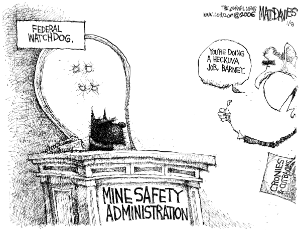 Political cartoon on Miners Had No Chance by Matt Davies, Journal News