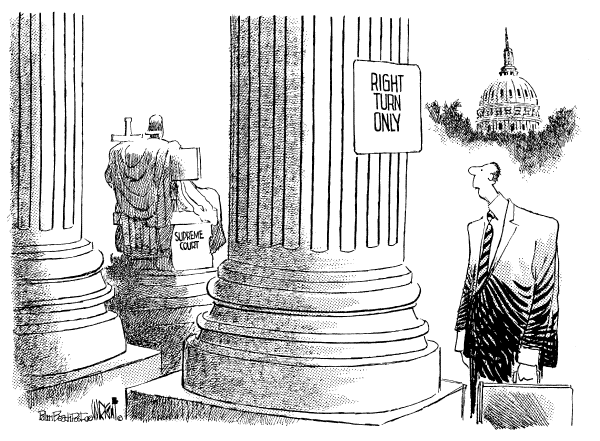 Political cartoon on Alito Says Nothing to Alarm Senators by Don Wright, Palm Beach Post