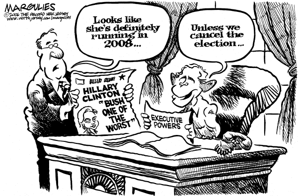 Political cartoon on 2008 Presidential Race Heats Up by Jimmy Margulies, The Record, New Jersey