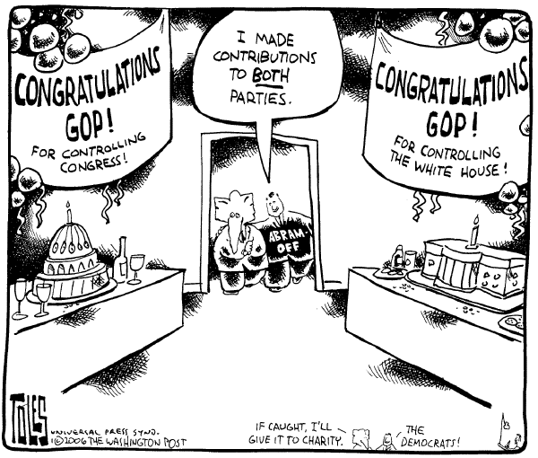 Political cartoon on Abramoff Scandal Targets GOP by Tom Toles, Washington Post