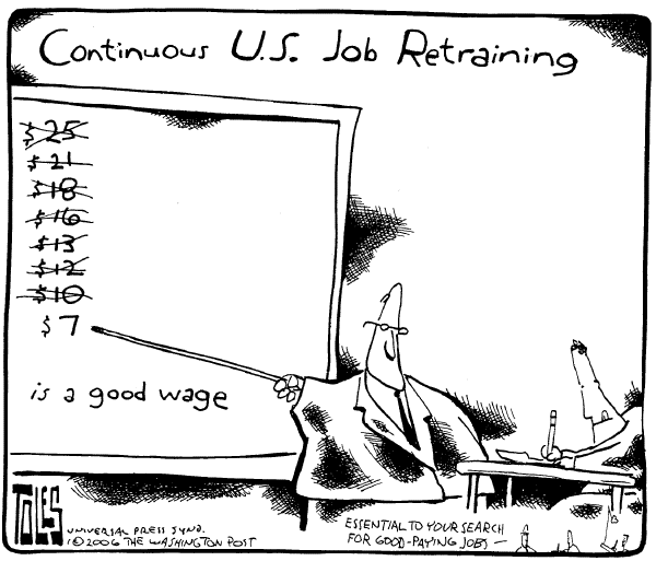 Political cartoon on Dow Plunges by Tom Toles, Washington Post