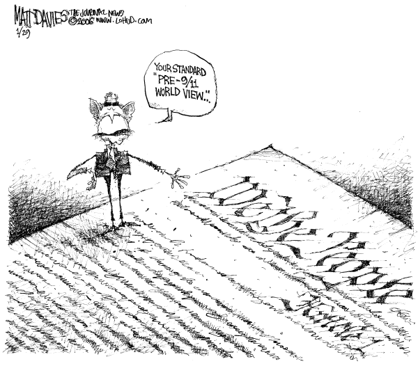 Political cartoon on The War Hits Home by Matt Davies, Journal News