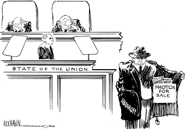 Political cartoon on President Pleased with State of the Union by Rex Babin, Sacramento Bee