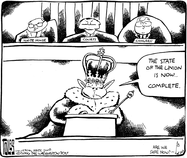 Political cartoon on President Pleased with State of the Union by Tom Toles, Washington Post