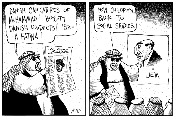 Political cartoon on Cartoons Cross the Line, Critics Say by Tony Auth, Philadelphia Inquirer