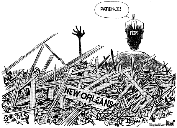 Political cartoon on Repairs Mostly Finished in The Big Easy by Don Wright, Palm Beach Post