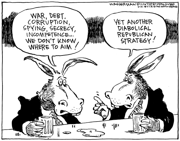 Political cartoon on Democrats Plot a New Course by Dan Wasserman, Boston Globe