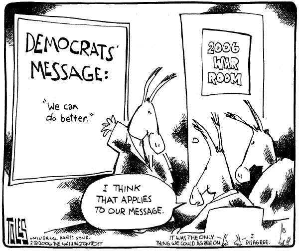Political cartoon on Democrats Plot a New Course by Tom Toles, Washington Post
