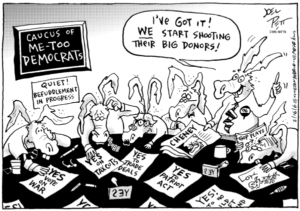 Political cartoon on Democrats Formulate New Strategy by Joel Pett, Lexington Observer