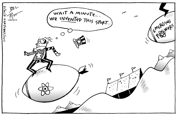 Political cartoon on Nuclear Crisis Heightens by Joel Pett, Lexington Observer