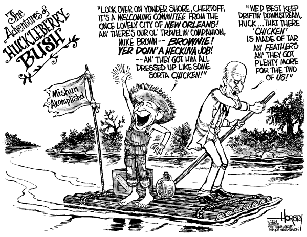 Political cartoon on Katrina Still Causing Problems by David Horsey, Seattle Post-Intelligencer