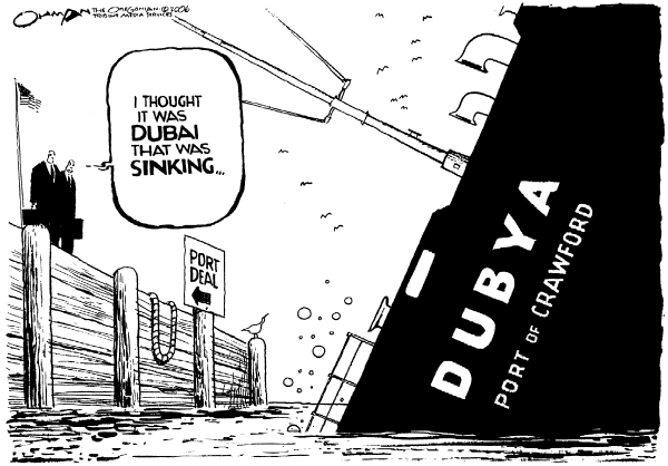 Political cartoon on Port Deal Delayed by Jack Ohman, The Oregonian