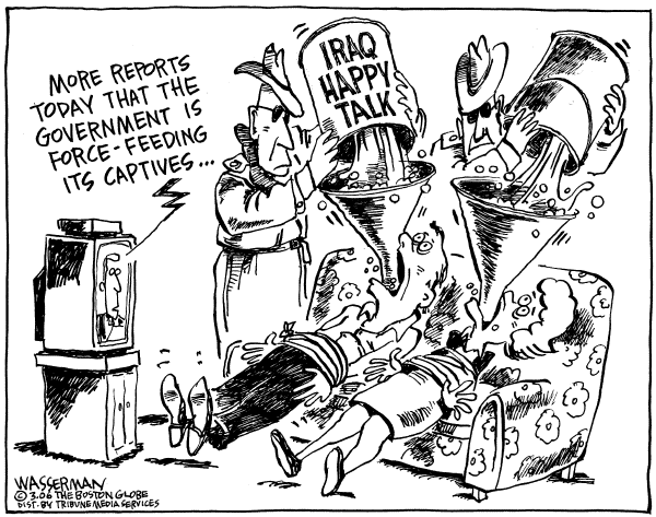 Political cartoon on Positive Developments in Torture Dispute by Dan Wasserman, Boston Globe