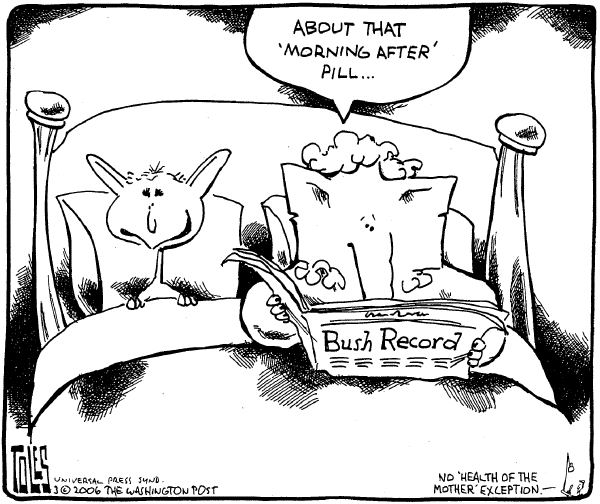 Political cartoon on Bush's Popularity Hits Record by Tom Toles, Washington Post
