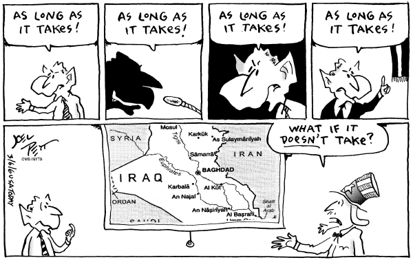 Political cartoon on Media to Blame for Iraq, Rumsfeld Says by Joel Pett, Lexington Observer