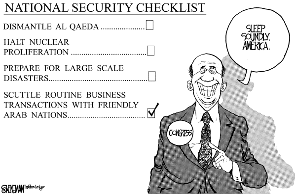 Political cartoon on Security Methods Working, White House Says by Drew Sheneman, Newark Star Ledger