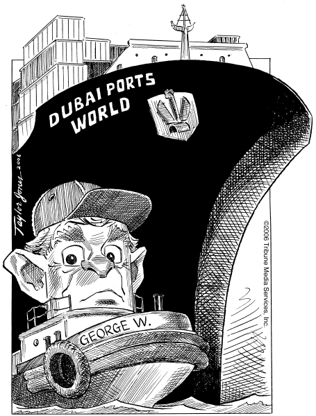 Political cartoon on Port Deal Collapses by Taylor Jones, Tribune Media Services