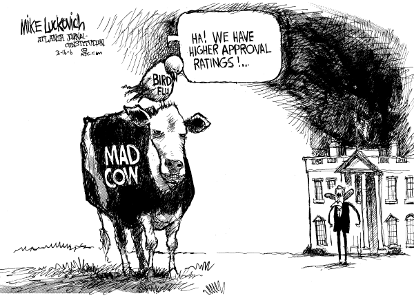 Editorial Cartoon by Mike Luckovich, Atlanta Journal-Constitution on Bush Goes on the Offensive