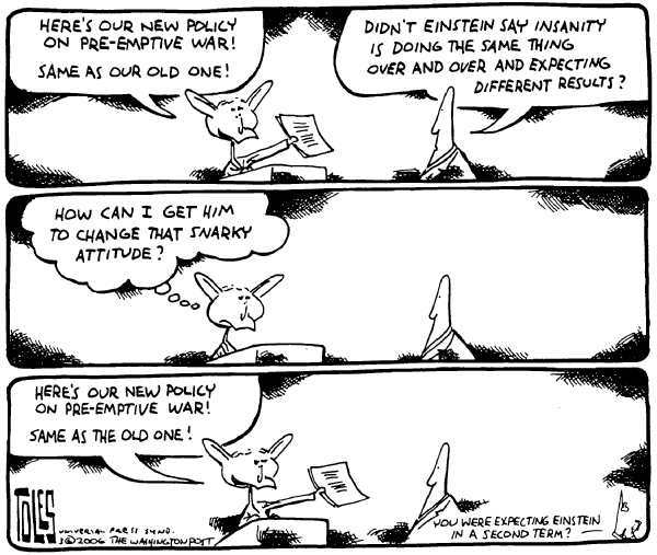 Editorial Cartoon by Tom Toles, Washington Post on Bush Goes on the Offensive