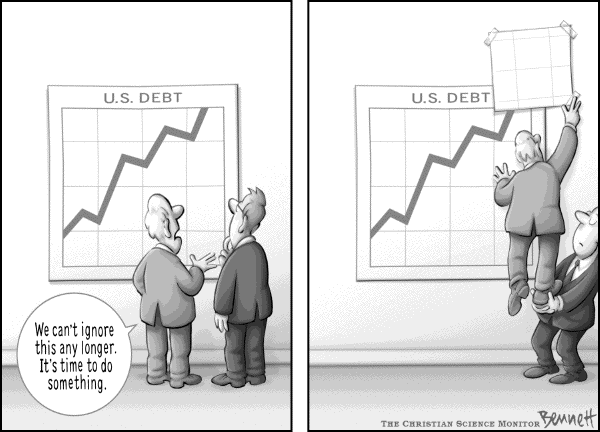 Editorial Cartoon by Clay Bennett, Christian Science Monitor on Debt Ceiling Raised