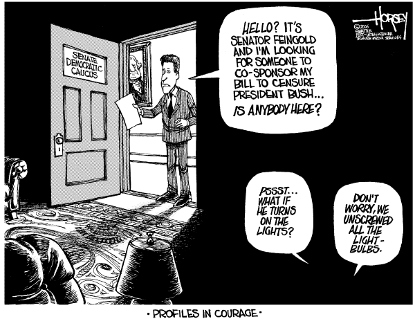 Editorial Cartoon by David Horsey, Seattle Post-Intelligencer on Democrat Calls for Bush Censure