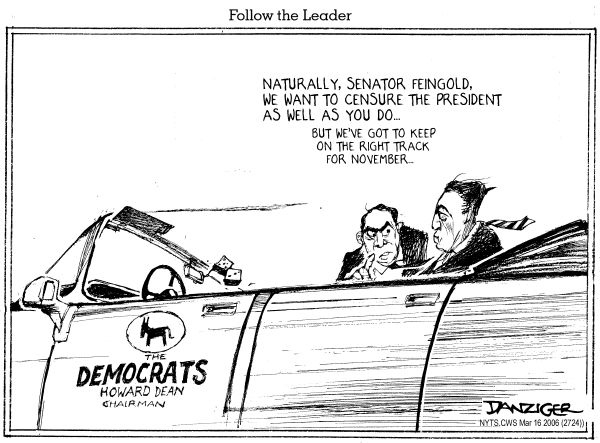 Editorial Cartoon by Jeff Danziger, CWS/CartoonArts Intl. on Democrat Calls for Bush Censure