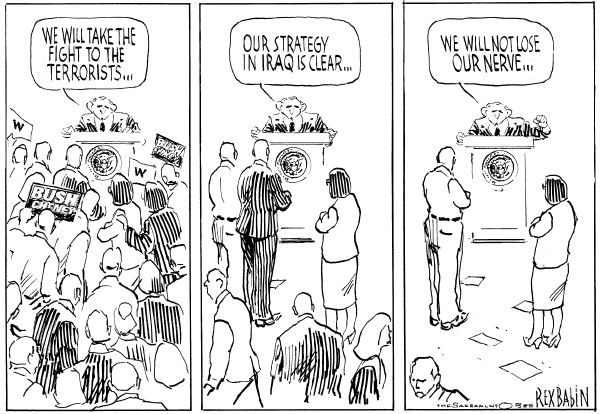 Editorial Cartoon by Rex Babin, Sacramento Bee on White House Celebrates Iraq War Anniversary