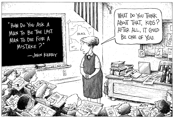 Editorial Cartoon by Tony Auth, Philadelphia Inquirer on White House Celebrates Iraq War Anniversary