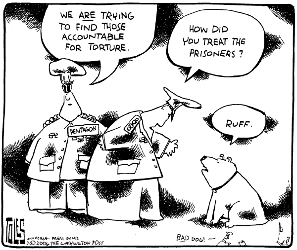 Editorial Cartoon by Tom Toles, Washington Post on Torture Investigation Continues