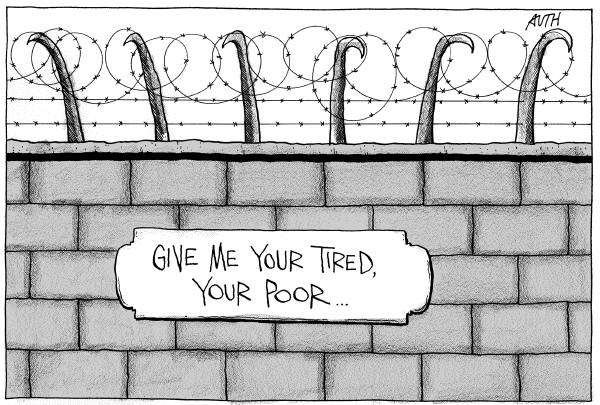 Editorial Cartoon by Tony Auth, Philadelphia Inquirer on New Immigration Policy Imminent