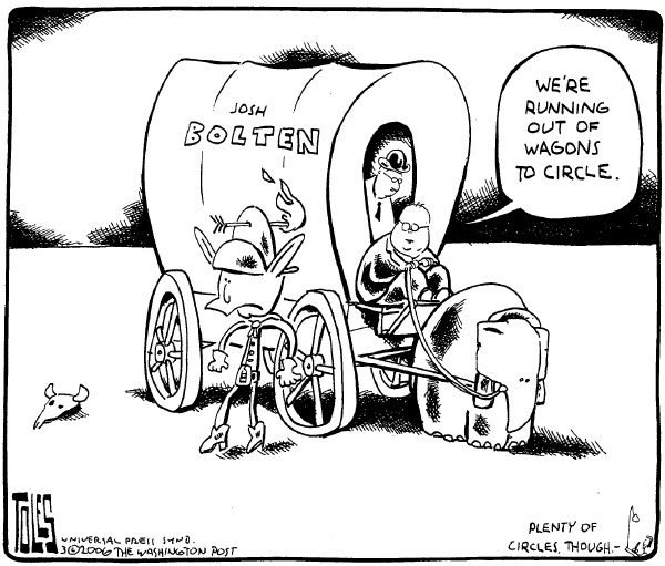 Editorial Cartoon by Tom Toles, Washington Post on President Continues to Battle
