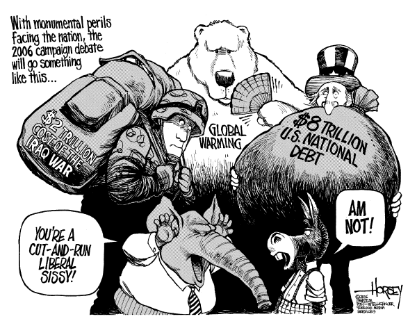 Editorial Cartoon by David Horsey, Seattle Post-Intelligencer on Democrats Consider Action