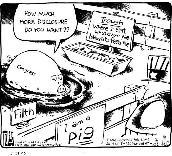 Editorial Cartoon by Tom Toles, Washington Post on Lobby Reform Complete
