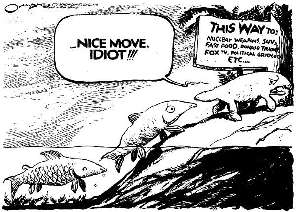 Editorial Cartoon by Jack Ohman, The Oregonian on Missing Link Found