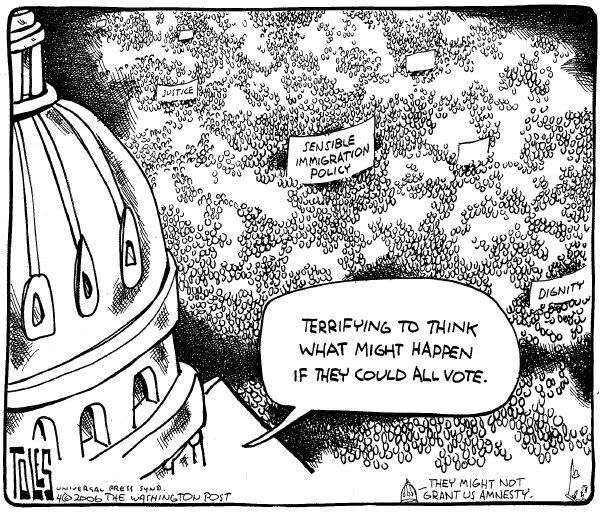 Editorial Cartoon by Tom Toles, Washington Post on Congress Moves on Immigration Bill