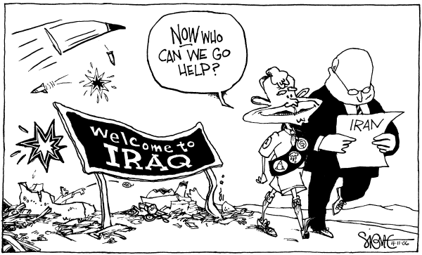 Editorial Cartoon by Signe Wilkinson, Philadelphia Daily News on White House Looks Beyond Iraq