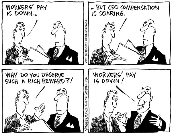 Editorial Cartoon by Dan Wasserman, Boston Globe on Economy Stays on Course