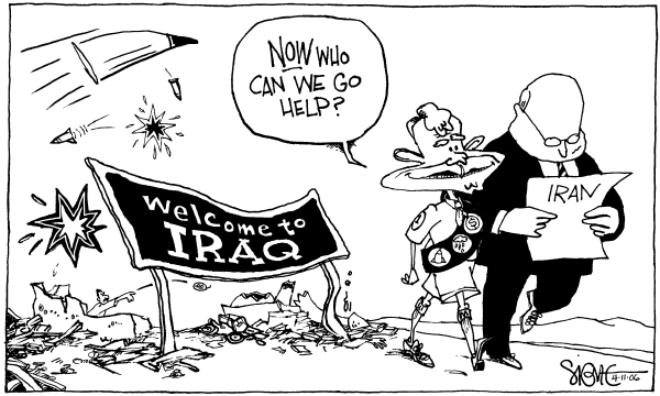 Editorial Cartoon by Signe Wilkinson, Philadelphia Daily News on More Progress in Iraq