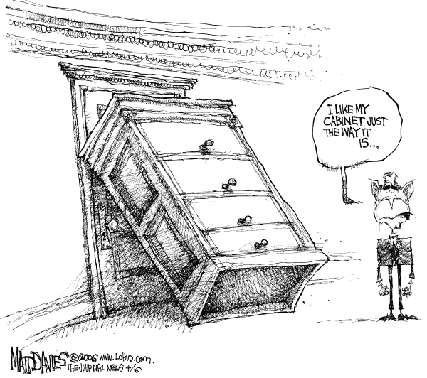 Editorial Cartoon by Matt Davies, Journal News on President Shakes Up Staff