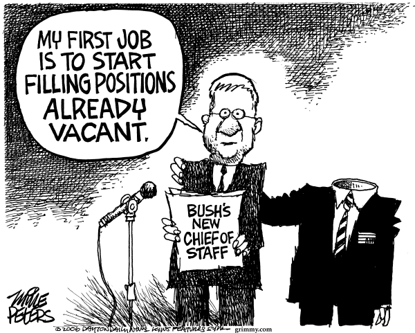 Editorial Cartoon by Mike Peters, Dayton Daily News on President Shakes Up Staff