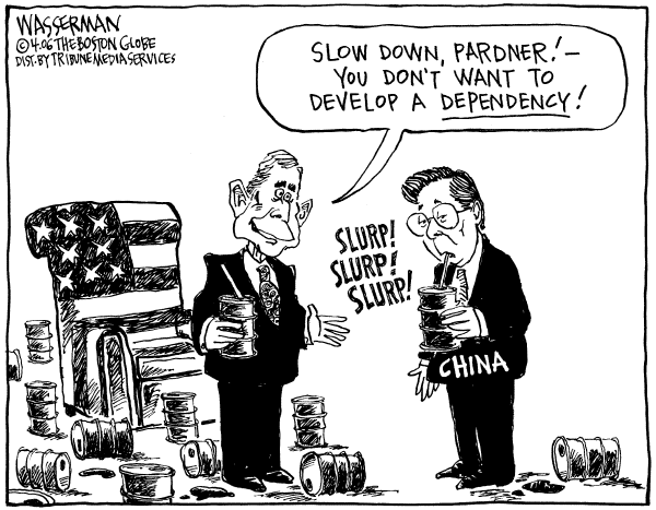 Editorial Cartoon by Dan Wasserman, Boston Globe on China's President Visits US