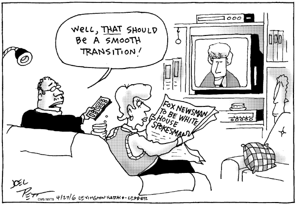 Editorial Cartoon by Joel Pett, Lexington Herald-Leader, CWS/CartoonArts Intl. on New White House Staff Takes Shape