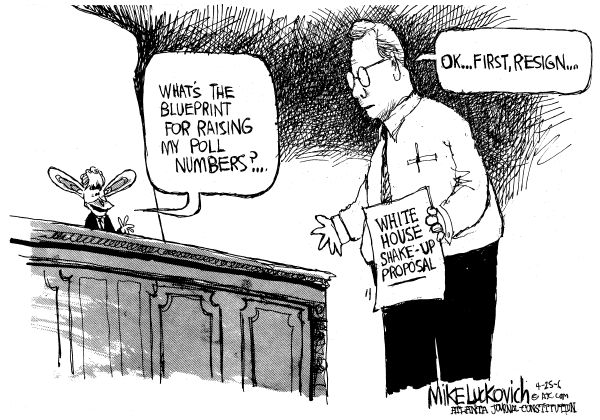 Editorial Cartoon by Mike Luckovich, Atlanta Journal-Constitution on New White House Staff Takes Shape