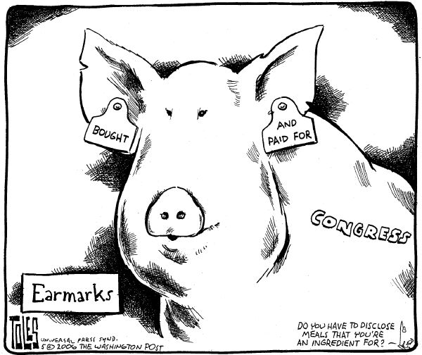 Editorial Cartoon by Tom Toles, Washington Post on Congress Pleased With Lobby Reform