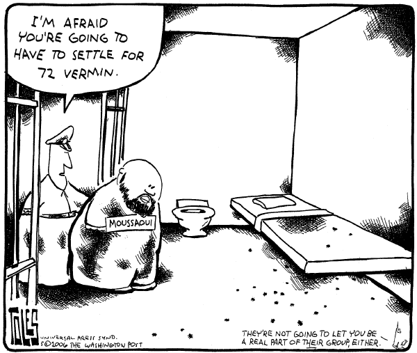 Editorial Cartoon by Tom Toles, Washington Post on Moussaoui Sentenced to Life