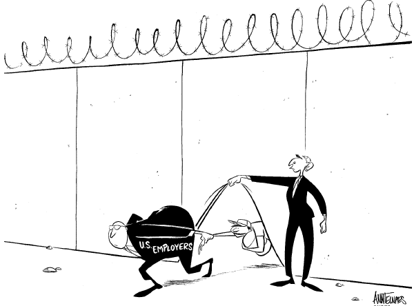 Editorial Cartoon by Ann Telnaes, CWS/CartoonArts Intl. on National Guard Deployed to Border